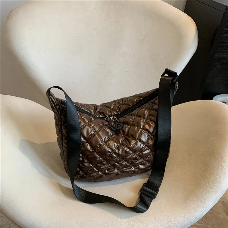 Women's Vintage Nylon Shoulder Underarm Bag Female Casual Waterproof Crossbody Hobo Bags Lady Quilted Space Cotton Handbag