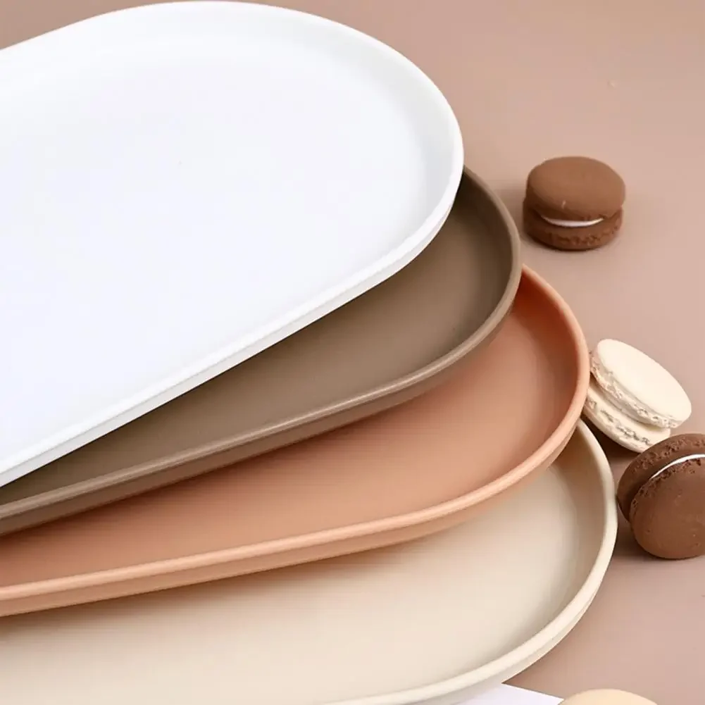 Dessert Tray Stackable Oval Food Serving Tray Free Spit Bone Dish Snack Plate Reusable Smooth Edge Food Plate For Kitchen Dining Dish Dessert Cake Stand