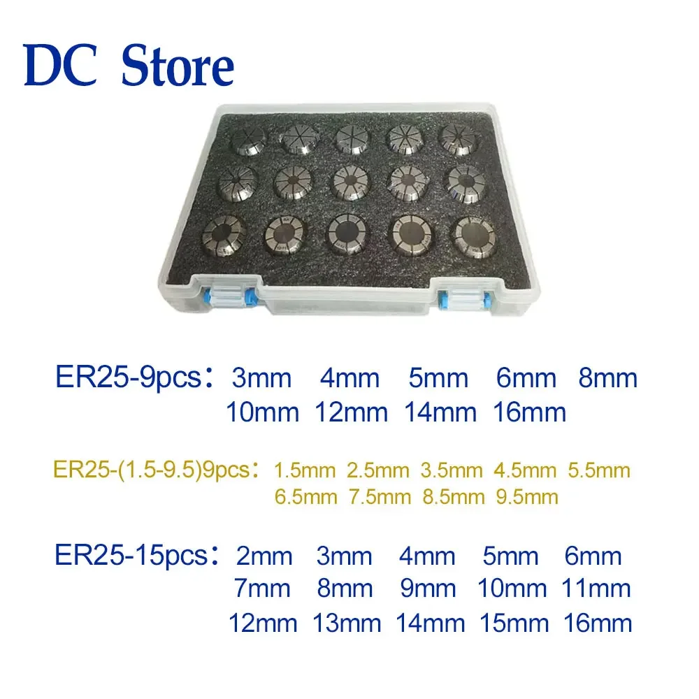 Spring Collet Tool Holder Collet Chuck Lathe Tool Holder Spring Collet Chuck Collet Chuck Holder Lathe Tool ER ER25 chuck collet set ER25 collet High Precision 0.008mm 65Mn spring steel material Tool Holder bracket tool Collet