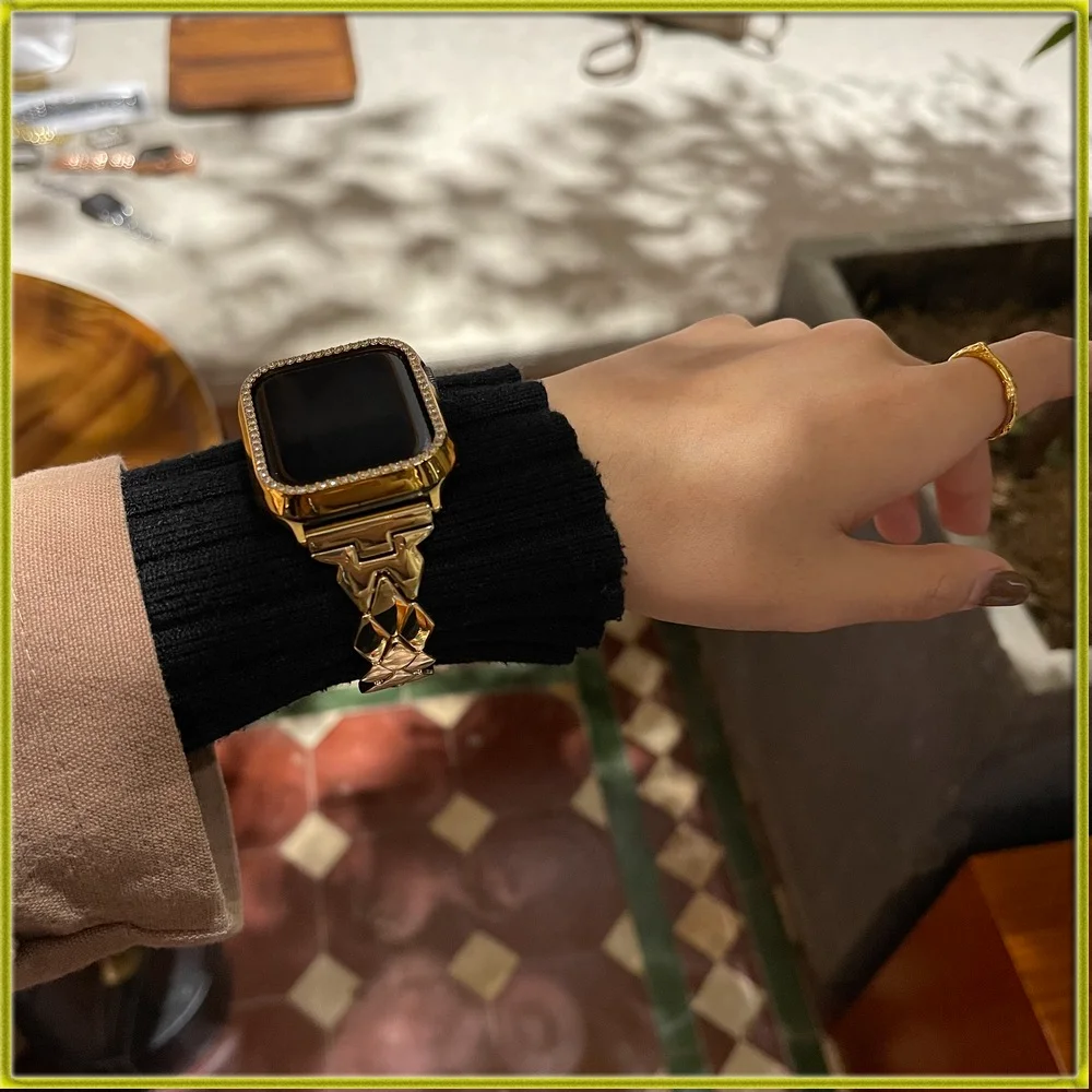 Watch Bracelet Brand New Watch Strap for Apple Watch Small Rhombus Thin Metal Strap Suitable for iwatch7123456