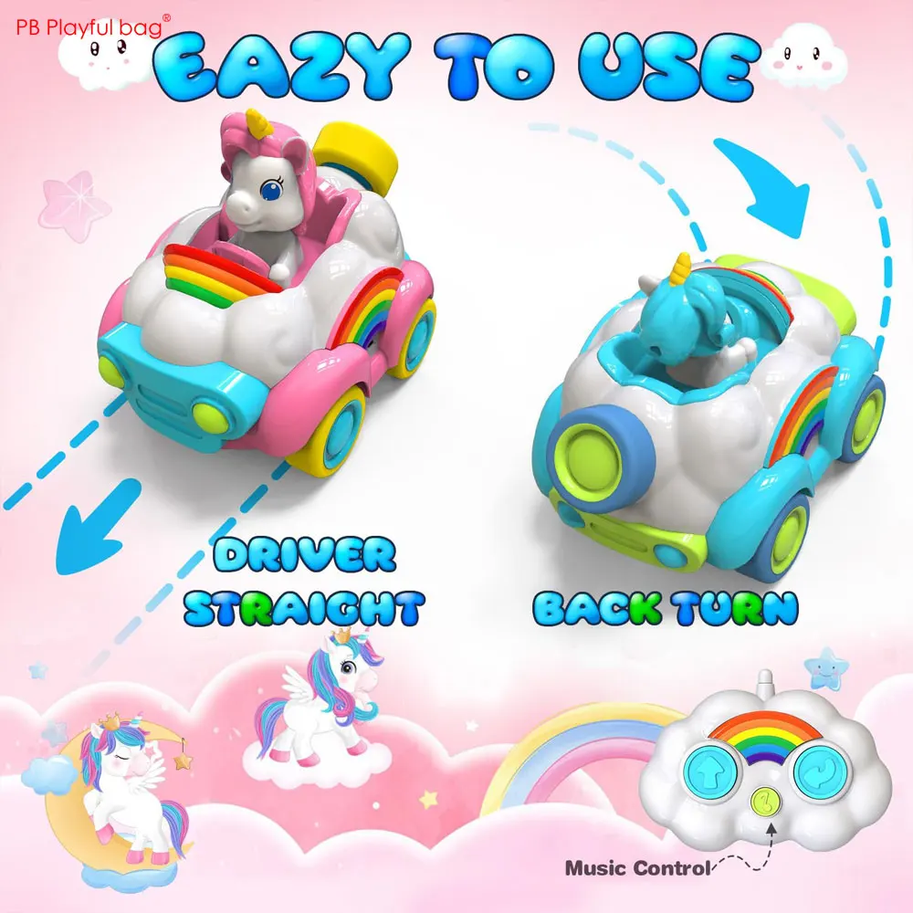 2.4G RC Unicorn Car Light Music Toy Cartoon Unicorn Christmas Gifts Remote Control Rainbow Vehicle Children Present AC231 3
