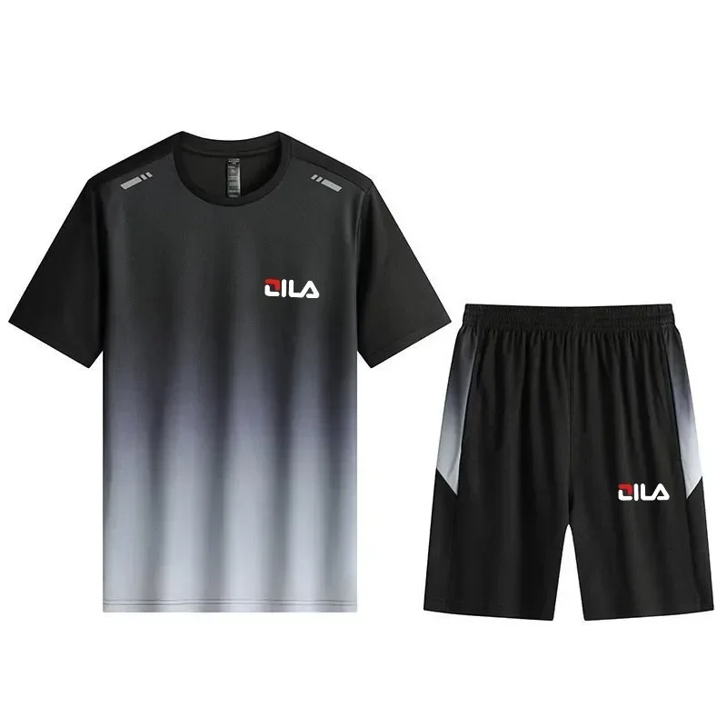 

High quality Men's Korea Comfortable and Breathable Suit Summer Fashion Print Sports Suit Fitness Jogging Daily Casual Wear set