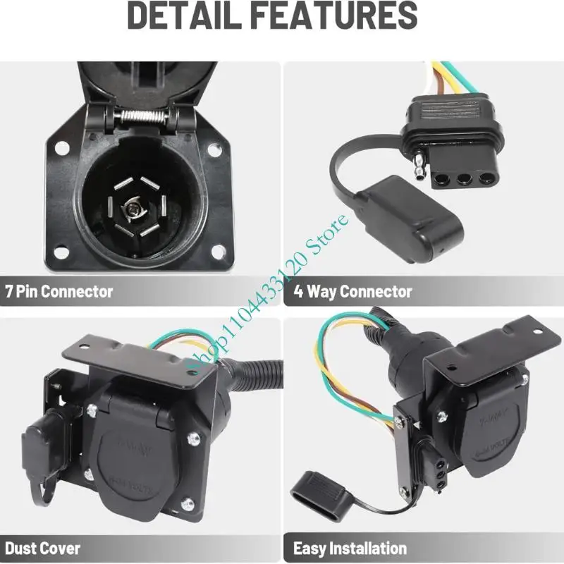 0xxd 플러그 플레이 트레일러 하네스 10p에서 트윈 4+7 핀 ABS PVC 케이블 어셈블리 56038366ab