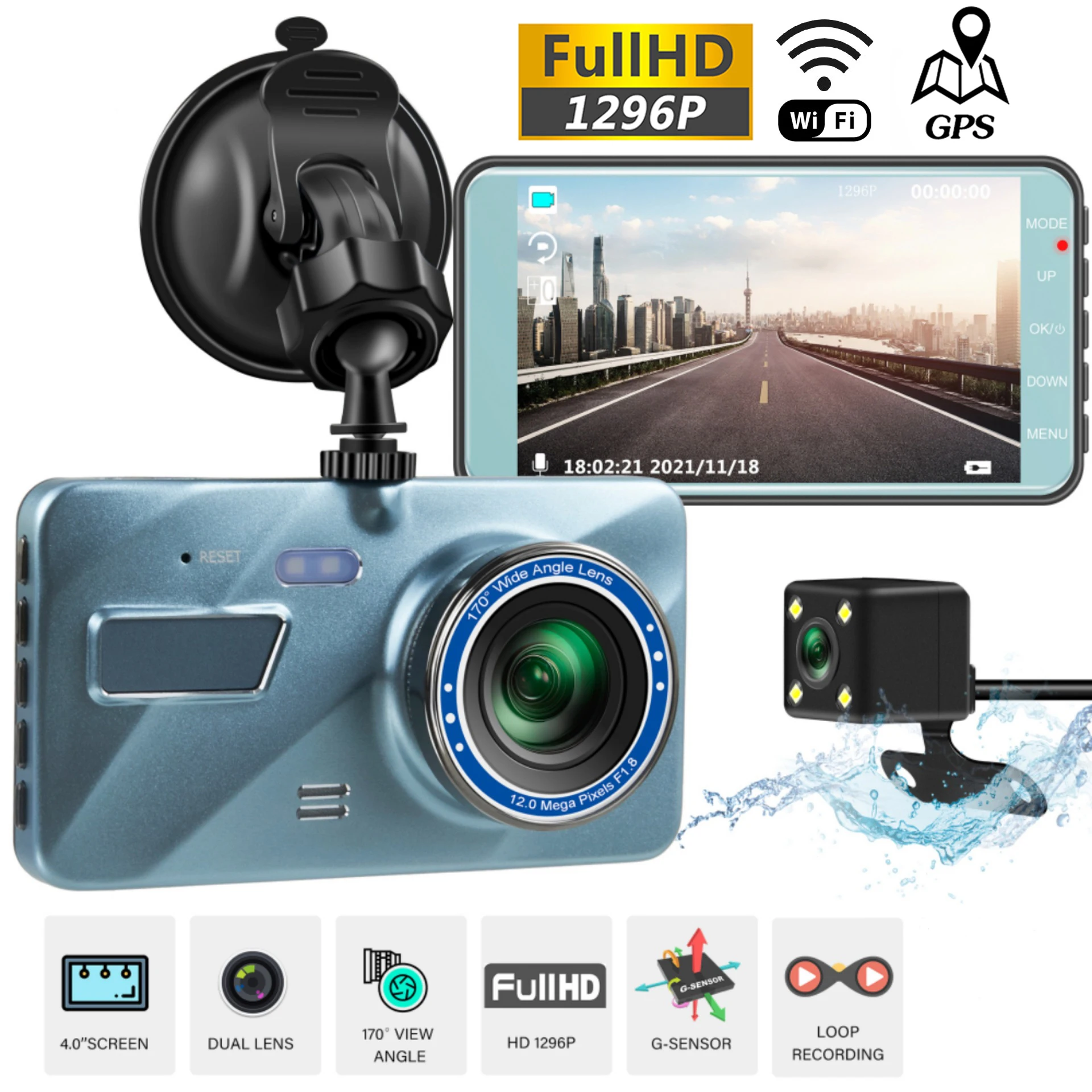

Автомобильный видеорегистратор WiFi Full HD 1080P, видеорегистратор с камерой заднего вида, Автомобильный видеорегистратор с ночным видением, Автомобильный видеорегистратор, камера GPS-трекер, черный ящик