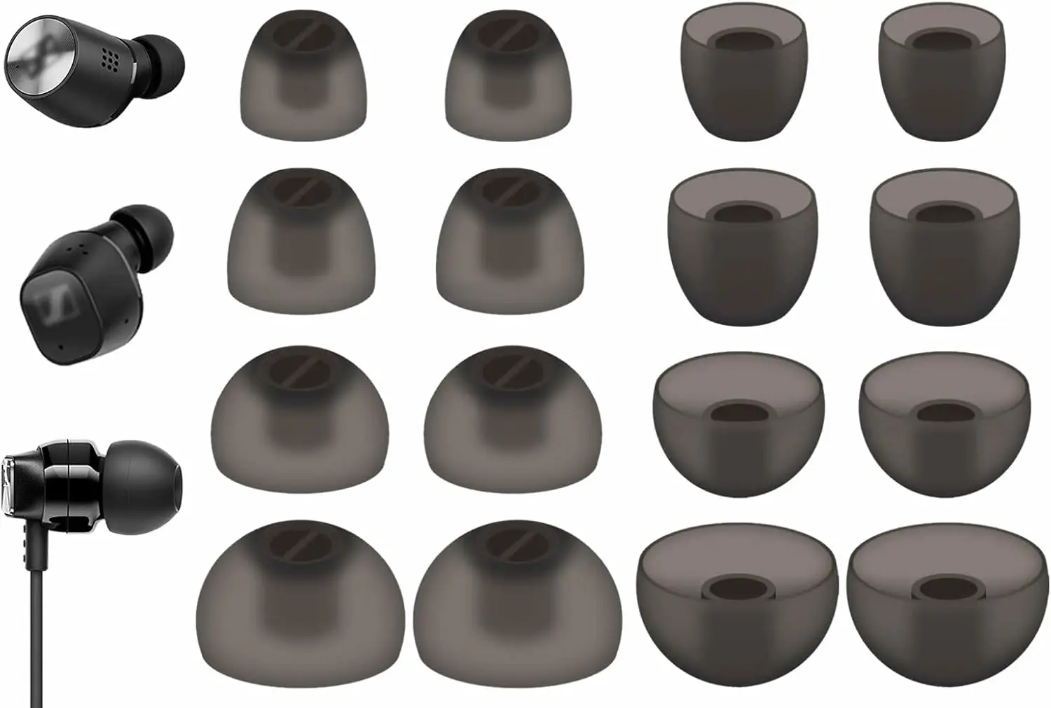8 Pcs For Sennheiser CX Plus/Momentum 2/CX 300S Ear Tips, XS/S/M/L 4 Size Replacement Soft Flexible Silicone Eartips Earbuds