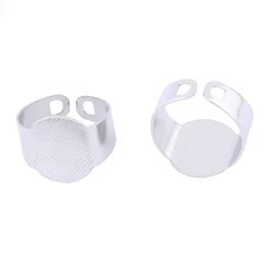 Gold Plated Black Stainless Steel Adjustable Ring Bezel Blanks - 10 Pack (Plain steel)