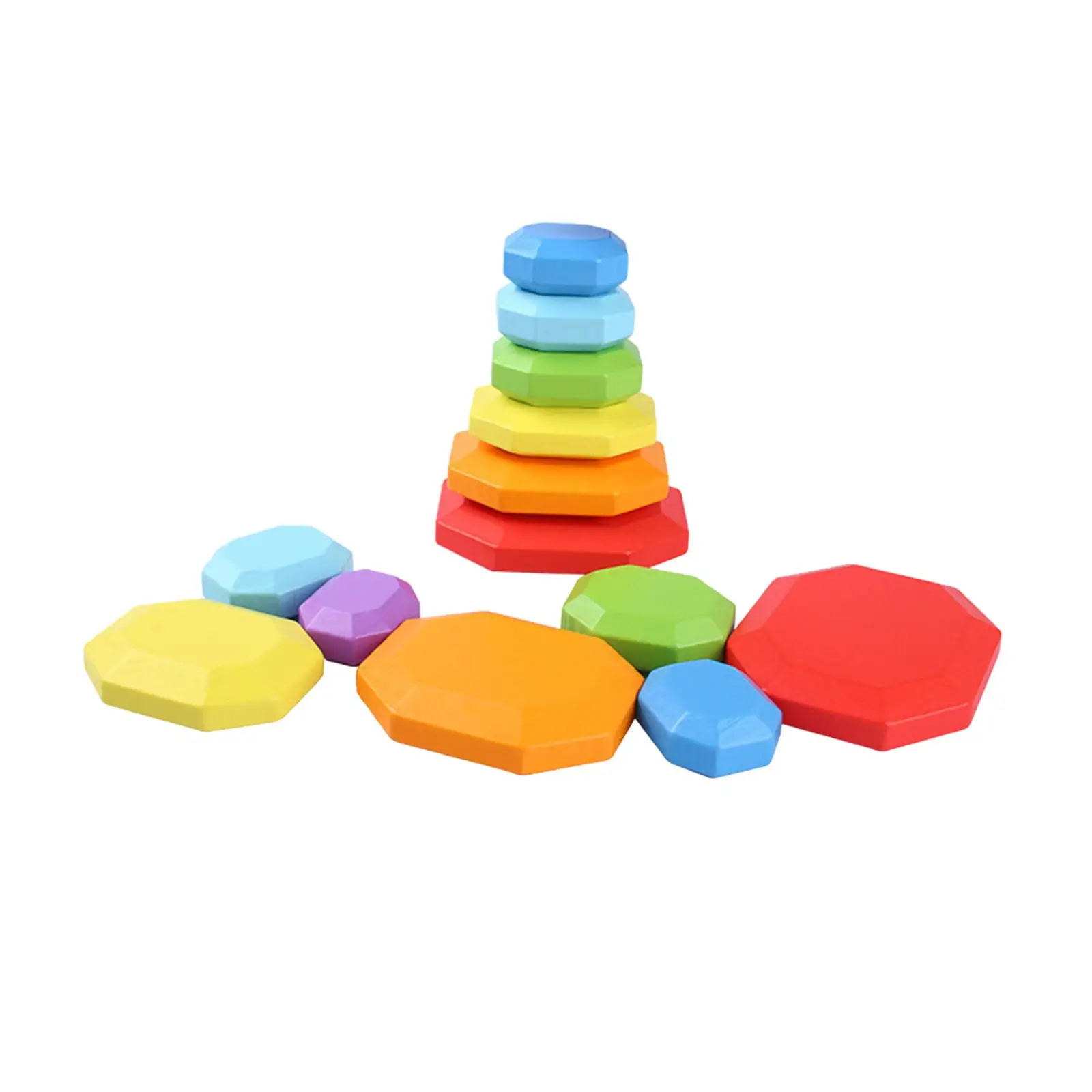 7 Pieces Montessori Rainbow Stacking Stone Learning Montessori Toys Blocks
