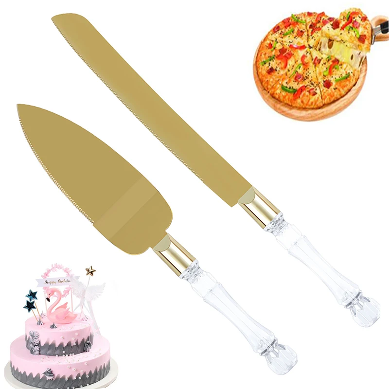 WeddingCakeKnifeandServerSetGoldSilverCakeKnifeShovelService