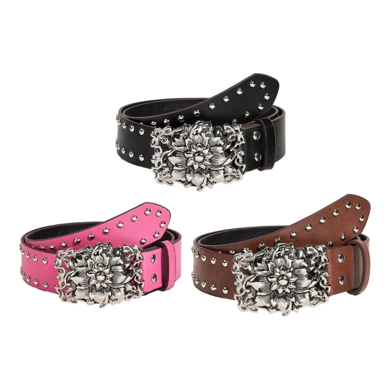 

American PU Waist Belt with Adjustable Buckle for Women Jeans Skirt Decors