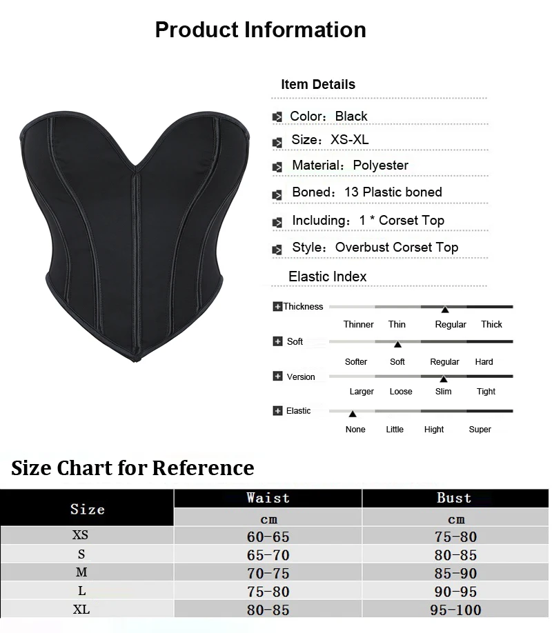 Description Picture 3 of itemWomen’s Sexy Sweetheart Neck Crop Tube Tops Strapless Bustier Cami Lace Up Overbust Corset Top Short Torso Kорсет Body Shaper
