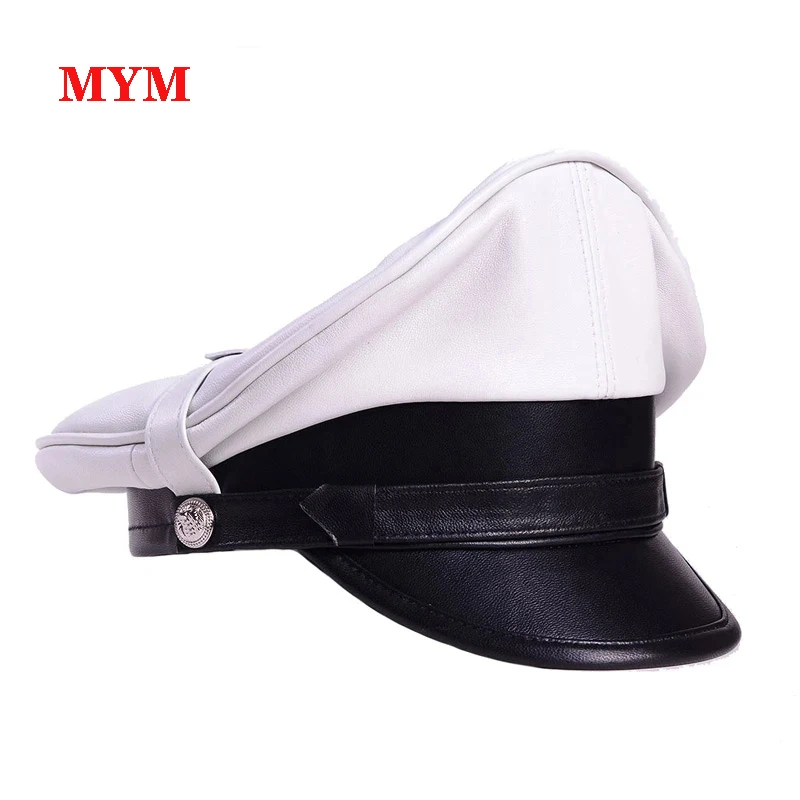 german-hat-for-men-white-classic-real-leather-motorcycle-heavy-machine-knight-caps-male-punk-locomotive-retro-officer-general