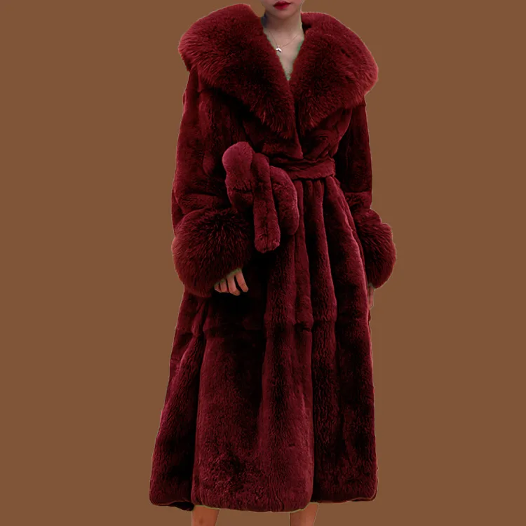 Winter Women Long Faux Fur Coat Thick Warm Mink Fur Jacket Feather Coats Oversized Outerwear Fur Collar Luxury Women's Clothing 2