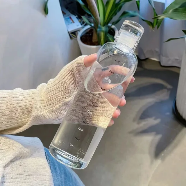 500ml Plastic Water Bottle with Time Marker Creative Large Capacity Leakproof Drink Bottle Gym Sport Water Bottles 2