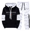 New in Men's Tracksuit Popular City Printing Casual Hooded Sweatshirts 2 Piece Set Daily Black White Clothing Men Jogging Set 2