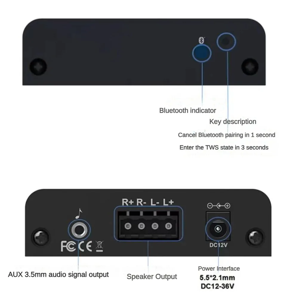 블루투스 5.0 듀얼 채널 증폭기, TDA7498 HIFI 디지털 오디오, 2x100W 전력 지지대, TWS