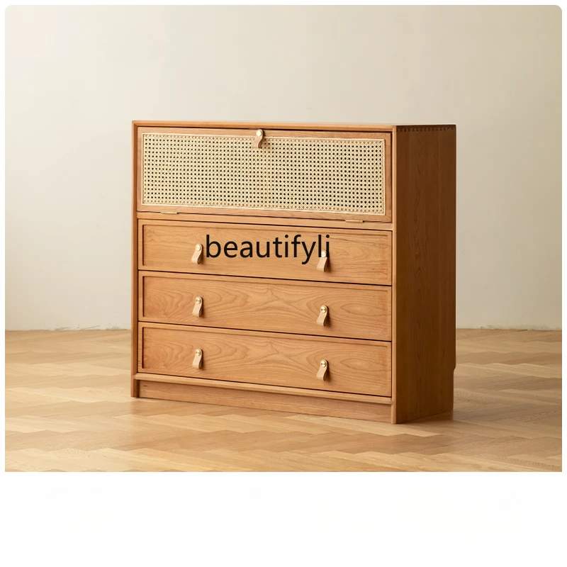 

Solid Wood Module Bookcase Japanese Style Cherrywood Furniture Display Cabinet Wine Cabinet Sideboard Cabinet