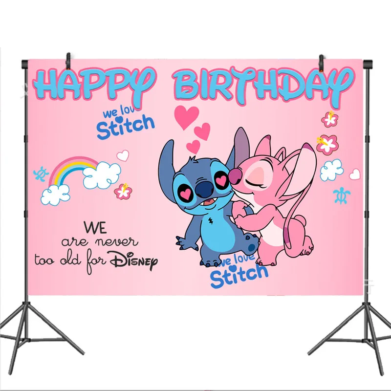 Disney Stitch Party Supplies Paper Napkins Tablecloth Plate Balloon Pink  Angel Theme Baby Shower Gir Gao Jinjia LED