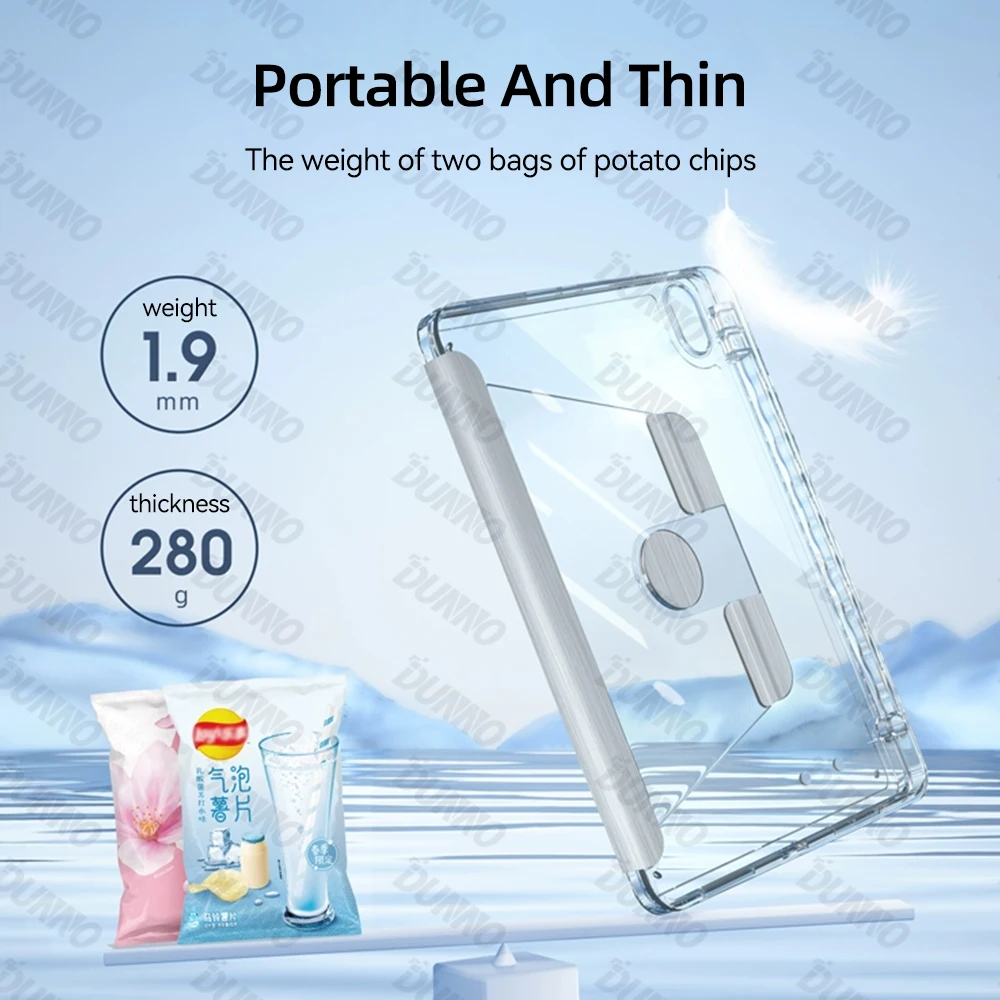 Tablet Transparente para Ipad 360 ° Rotação Capa para Ipad Air 10.9 9th 10.2 10.9 Pro 11 12.9 Case - Imagem 2