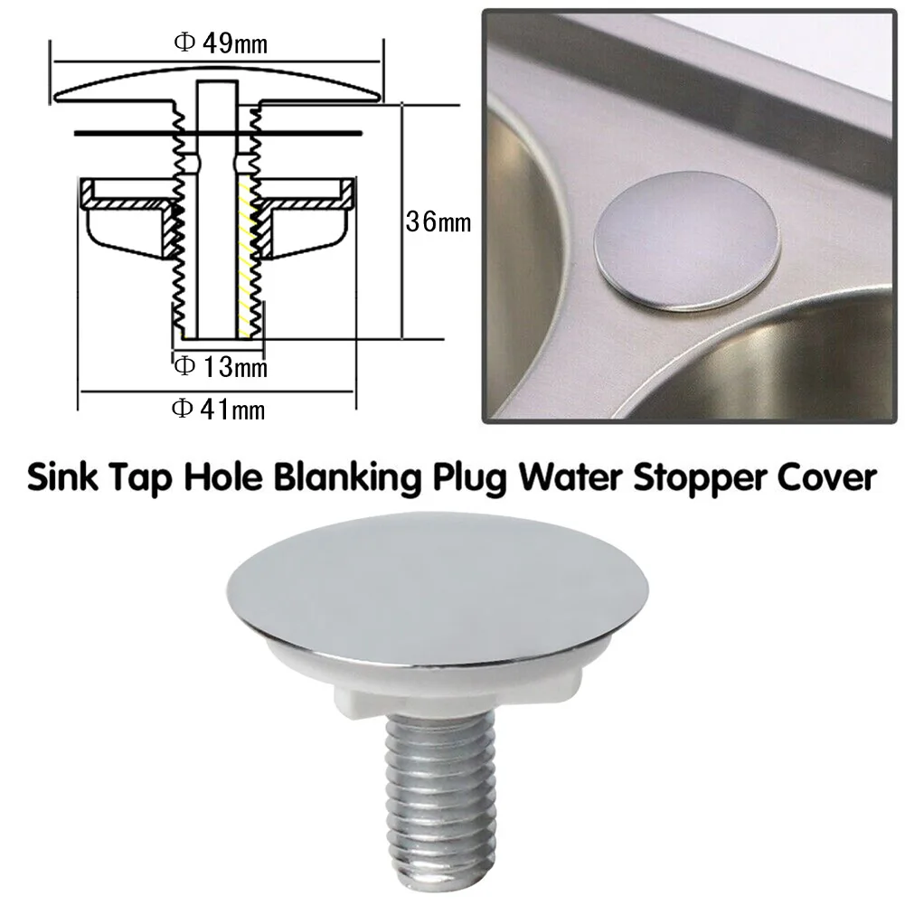 Kitchen Sink Tap Hole Covers Stainless Steel Basin Hole Sealing Plug Anti-leakage Basin Laundry ABS Plastic 49mm Accessories