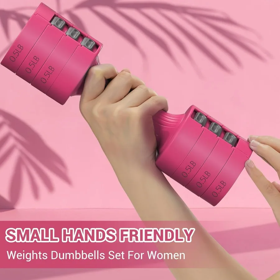 Adjustable Dumbbells Hand Weights Set: 5 lb Dumbbell Set of 2 Each 2lb 3lb 4lb 5lb Free Weights Fast Adjust Weight 4 In 1 Weight