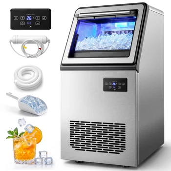 Zomagas 130 lb Commercial Ice Maker, Self-Cleaning, Stainless Steel 1