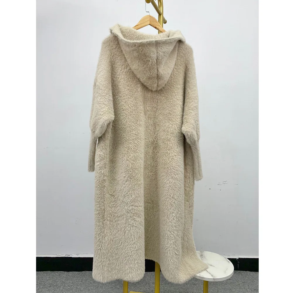 

New 2022 Fashion Furry Thick Warm Long Faux Mink Fur Jacket Plush warm X-long mink hair coats casaco feminino
