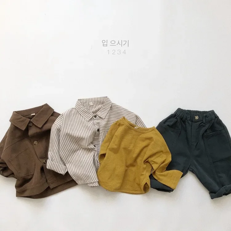 Korean Autumn Winter Kids Boys Coat Long Sleeve Solid Buttons Pocket Children Boys Jacket Vintage Polo Toddler Coat