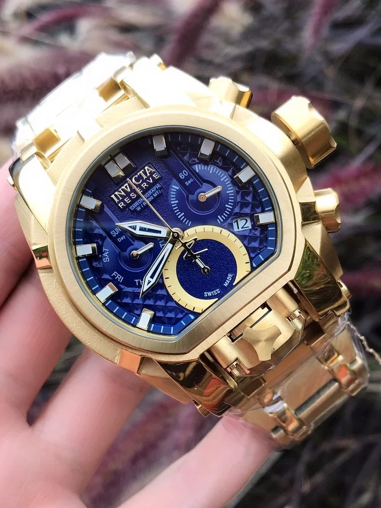 Stainless steel quartz chronograph watch Dial diameter: 52mm quartz watch