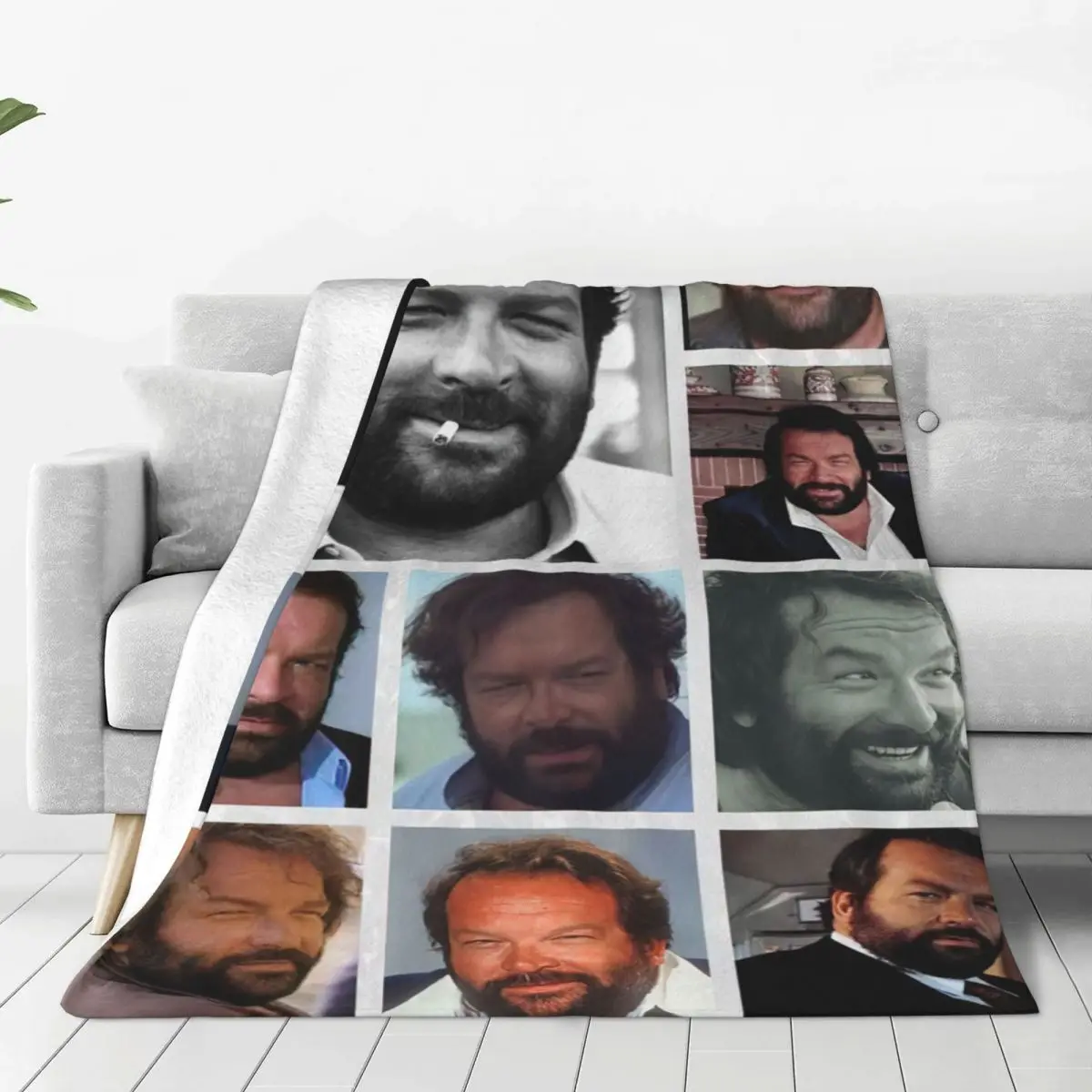 

Bud Spencer Plaid Blankets Sofa Cover Coral Fleece Plush Decoration Collage Warm Throw Blankets for Bed Bedroom Plush Thin Quilt