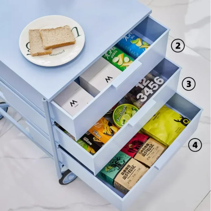 PK1: Colorful Dopamine Mobile Storage Cabinet, Pink Trolley Organizer, Compact Bedside Table, Modern Home Storage Unit