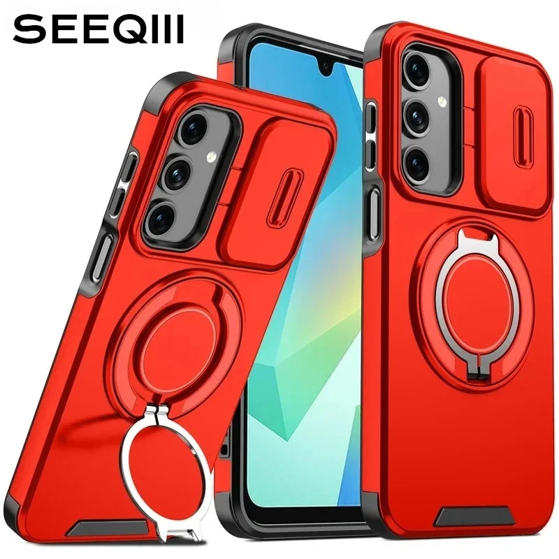 Enhanced Armor Case with Ring Holder and Slide Camera Protector Cover