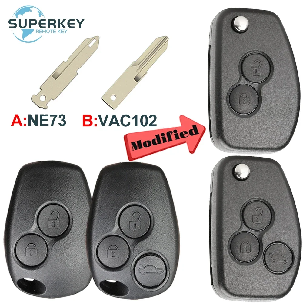 Remote Flip Car Key Shell Case For Renault Vauxhall Trafic Twingo Clio Modus Kangoo Master Movano Vivaro Logan Modified