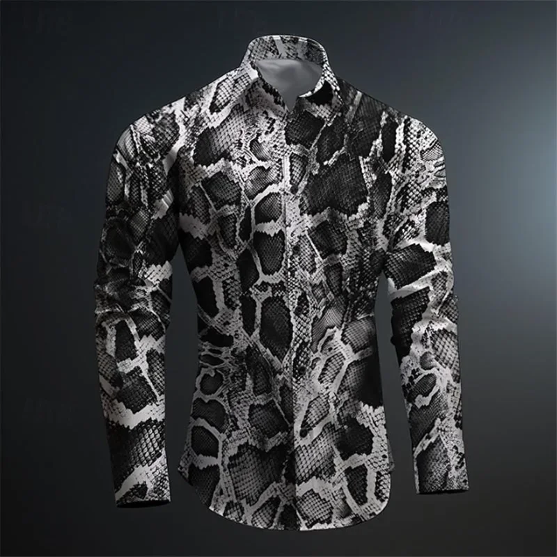 Snakeskin Top Men's Casual Button-Down Shirt Soft and Comfortable HD Graphics New Fit Plus Size 2024 Designer Design 2017 new fashion designer contrast multi striped casual men shirts slim fit comfort soft button down design cotton shirt m497