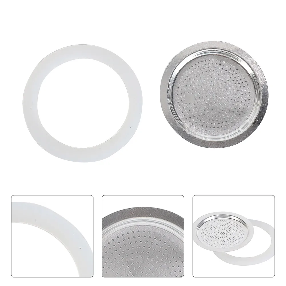 Coffee Drip Holder Coffee Maker Filter&Seal Ring Silicone Seal Ring&Stainless Steel Filter For Moka Pot Espresso Makers Coffee Machine Accessories