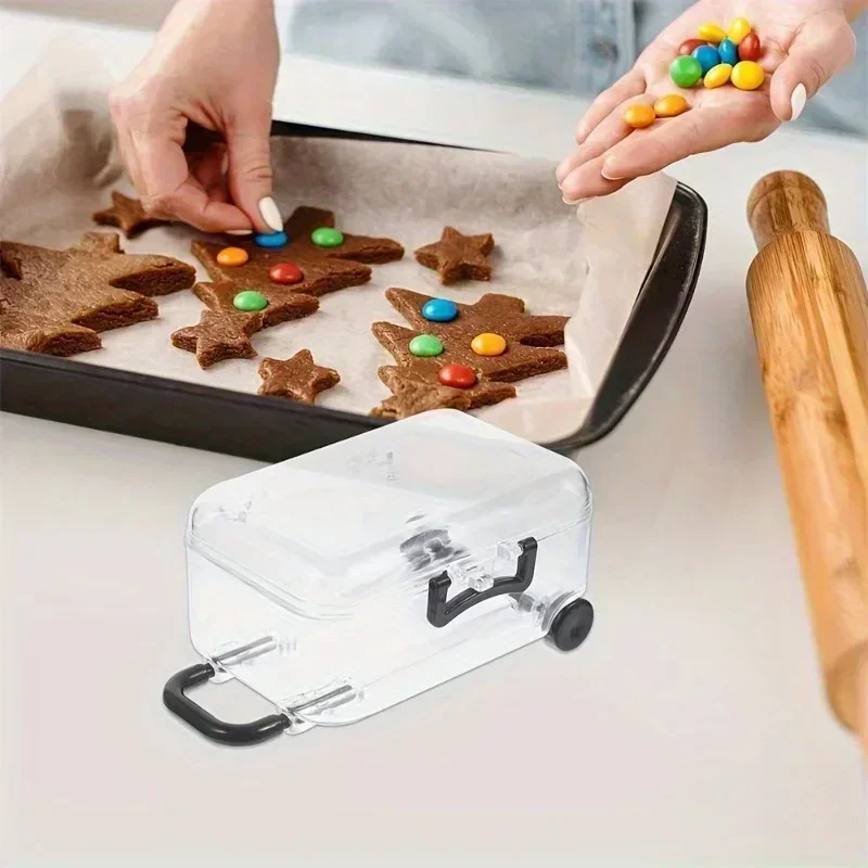Storage Box Plastic Storage Box Storage Container 12pcs Mini Transparent Plastic Suitcase Storage Boxes with Retractable Wheels Jewelry Snack Organizer