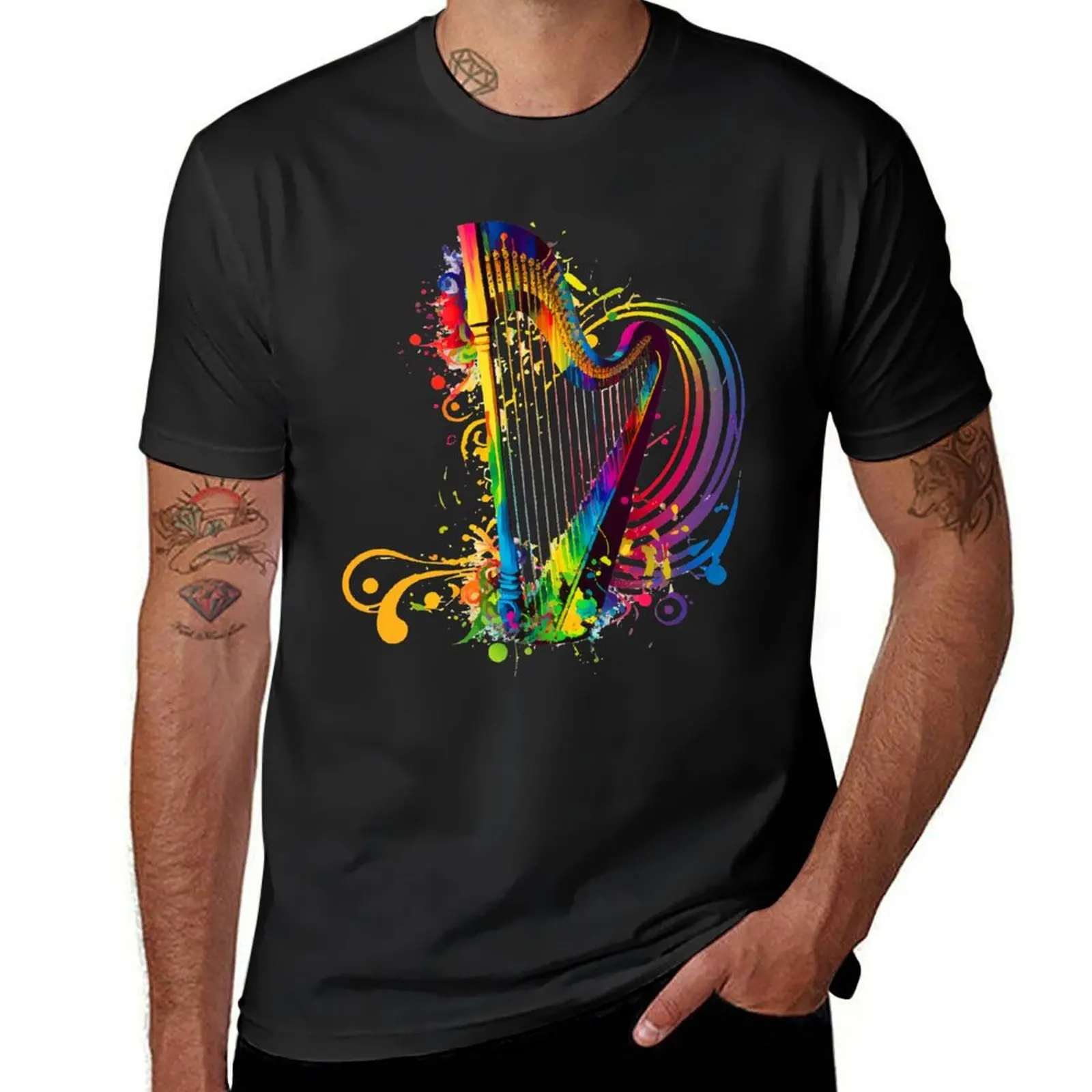 

Joy of Music - Rainbow Concert Harp T-shirt Aesthetic clothing summer tops customs funnys mens graphic t-shirts funny