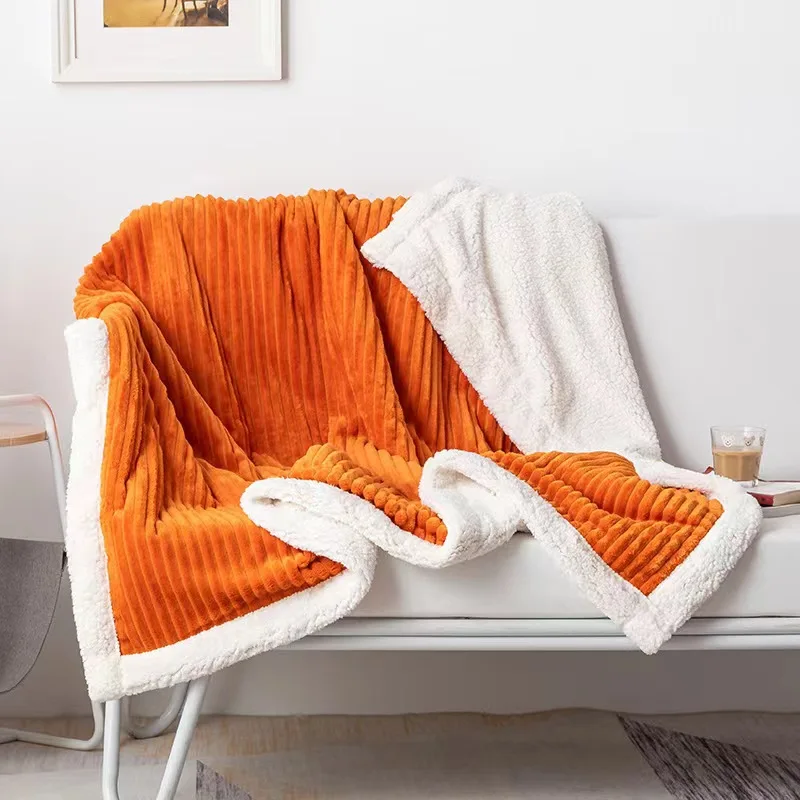 Fleece Orange Fur Blanket Magic Velvet Sherpa Blanket Fleece
