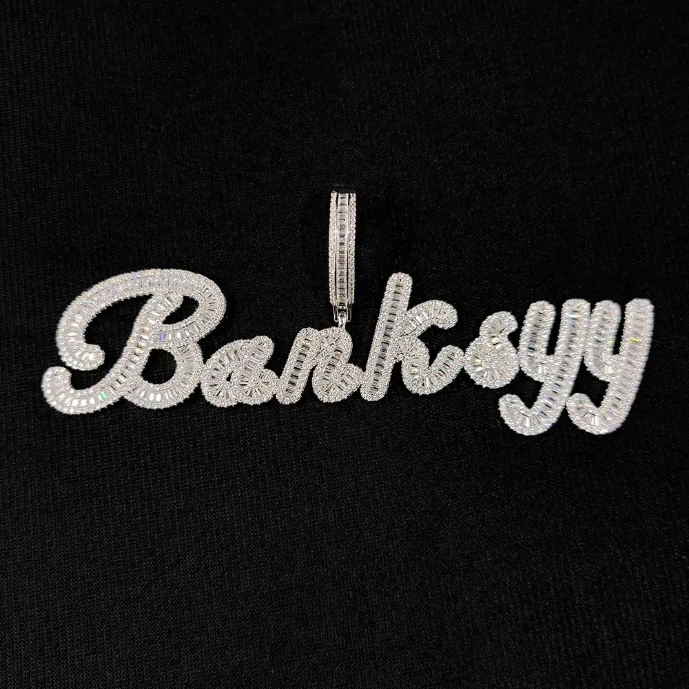 Personalized Custom Initial Letter Pendant Bling Zircon White Gold Capital Alphabet Name Necklace