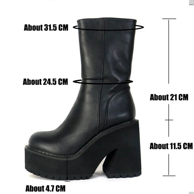 Platform Ankle Boots Shoes For Women Goth Gothic Fashion Mid Calf Ankle Women's Boots Female 2022 Winter Brand INS Free Shipping 4
