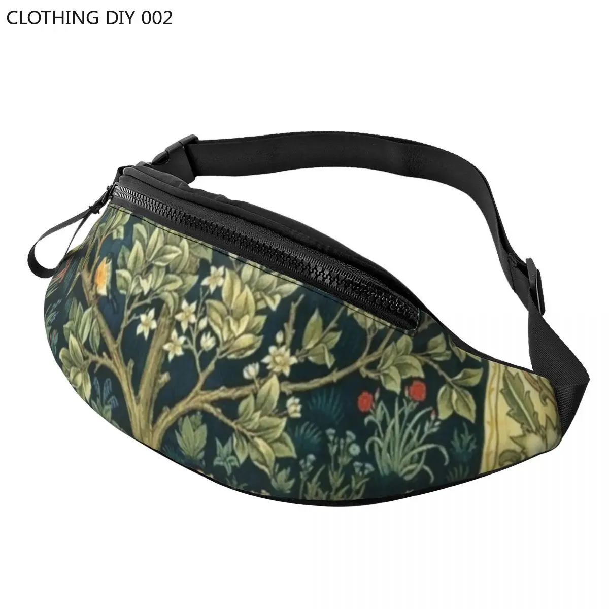 

Tree Of Life By William Morris Fanny Pack Women Men Floral Textile Pattern Crossbody Waist Bag for Running Phone Money Pouch