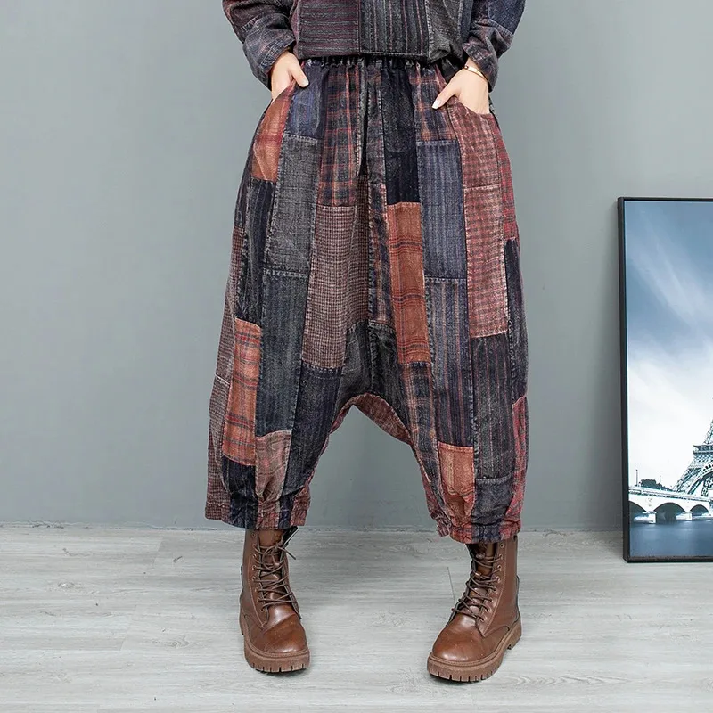 

2024 Spring Autumn New Plaid Pants Women Fashion Wide Leg Pant LX1109