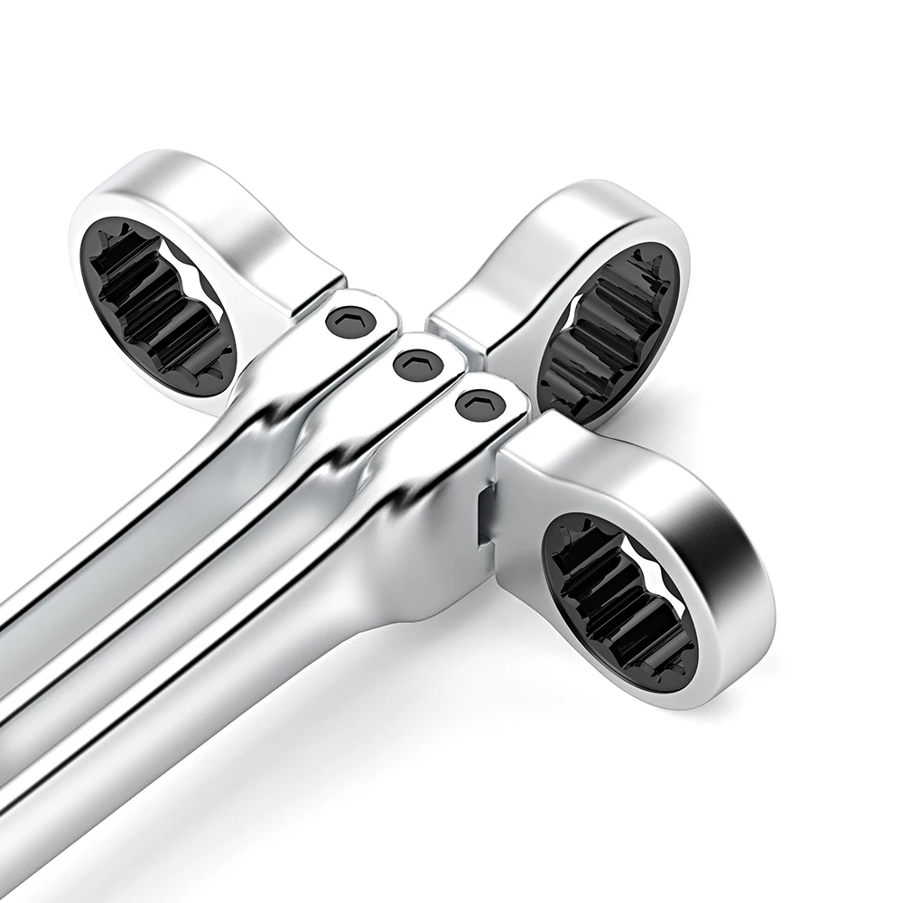 WOZOBUY Flex Head Ratcheting Wrench Set- Metric Ratchet Combination Wrenches CrV Gear Spanner Set Car Key Wrench Repair Tool Set 2