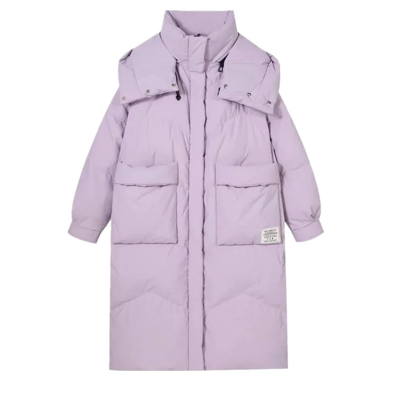 

Overcoat 2022 Winter New White Duck Down Warm Medium Length Women Down Jacket Fashion Warm Hooded Simple Women Down Jacket Y45