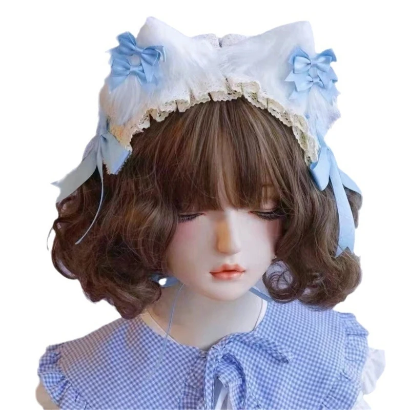 

Готические банты для девочек, кружевные головные уборы, повязки на голову для субкультуры, горничная для фотографии