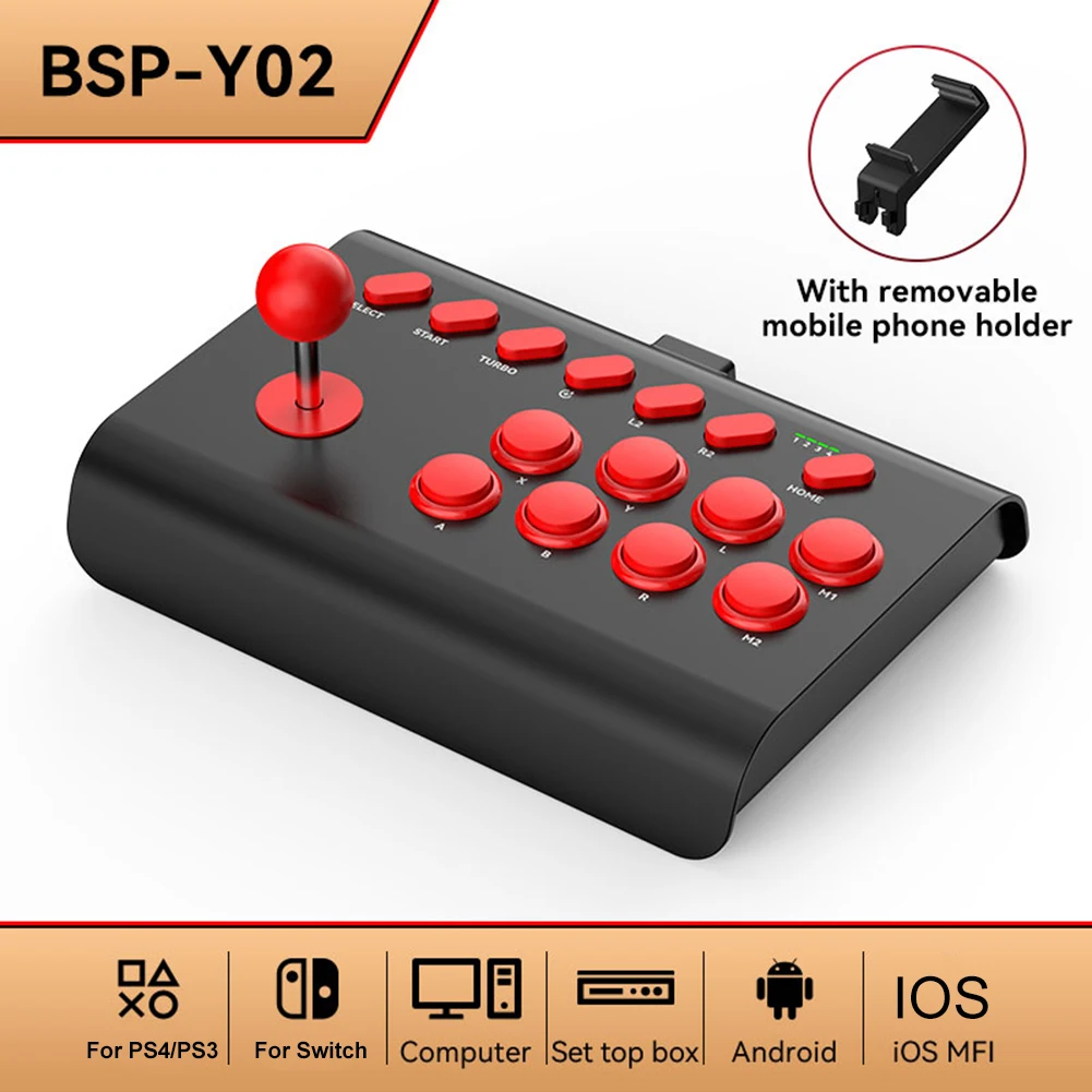 thumbnail image 2 of Arcade Joystick - High Sensitivity Fighting Game Controller With No Delay For Gaming Cabinets (Red) 2 of 14