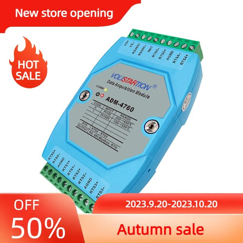 

6-канальный модуль сбора температуры Pt1000 в RS485 с протоколом MODBUS RTU ADM-4760