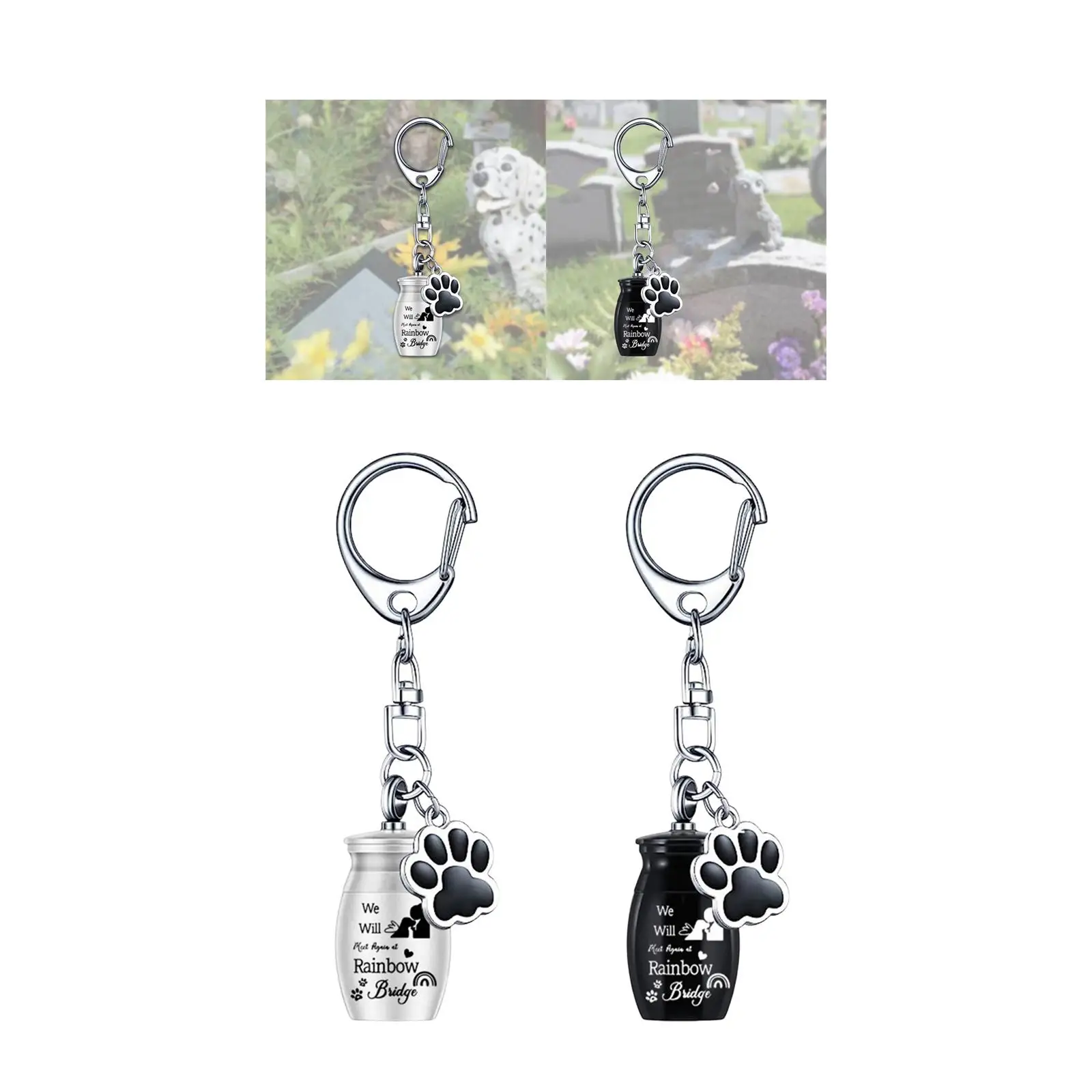 Pendant Keychain Pet Urn Portable Lightweight Paw Print for Funeral Pet Hair