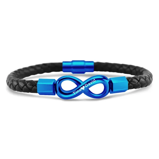 Personalized Infinity Bracelet For Men - Custom Name Leather Bracelet, Dad Gift, Stainless Steel - View #11