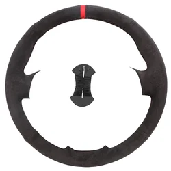 Premium Hand - Sewn Suede Leather Steering Wheel Cover (Black thead)