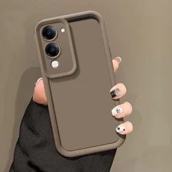 Luxury Candy Matte Soft Cover with Anti - Fall Protection for Vivo T4 Lite (TY brown)